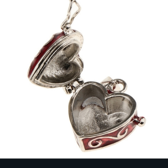 2 Cremation Keepsakes Red Enamel Heart Egg Locket Pendants Red - Picture 9 of 13